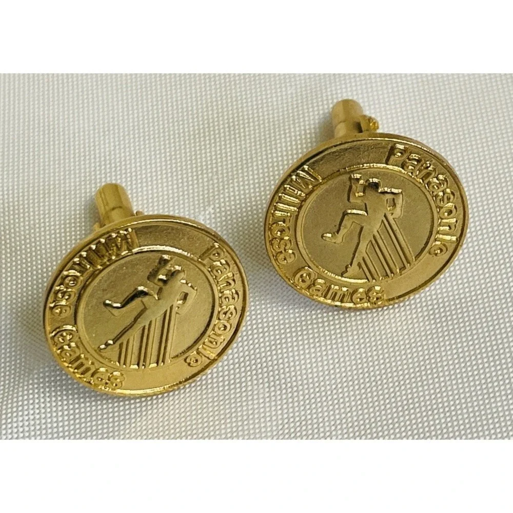 Panasonic Millrose Games Cufflinks Track and Field Sports Gold Tone